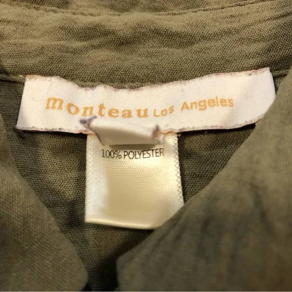 Monteau Short Sleeve Elastic Waist Pullover Collared Thyme Green Dress size XS - Picture 3 of 10